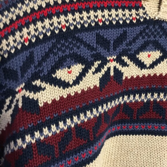 GAP Cotton Knit Fairisle Oatmeal brown XL - Picture 6 of 13